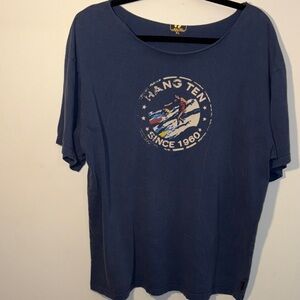 Vintage Hangten  Surf Tee Shirt Cut Neck Off The Shoulder Oversized Style XL